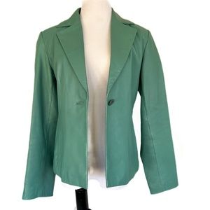 Prague Contemporary Sea Green Leather Jacket S